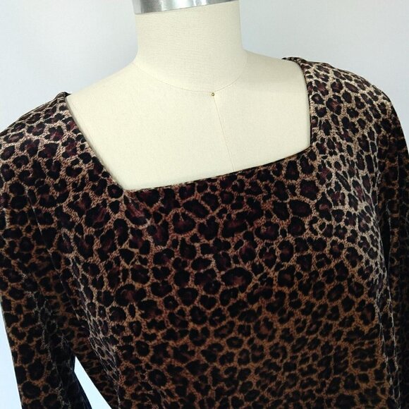 Vintage 90s Y2K Byer California Velvet Square Neck Leopard Print Top Size M VTG - Picture 6 of 10